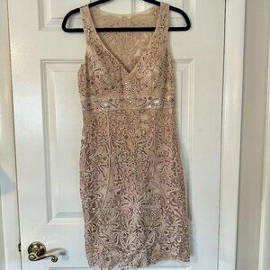 Sleeveless Sue Wong Nude Cocktail Dress (Size 6)